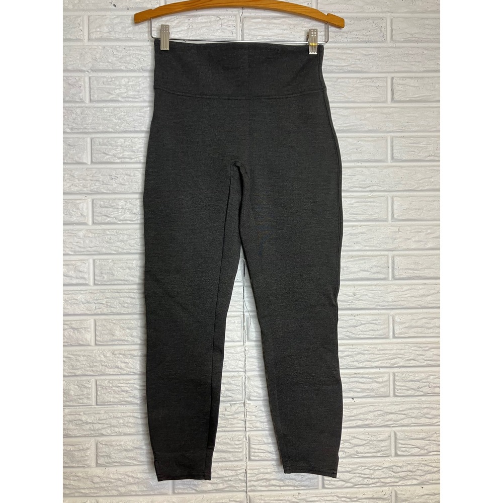 Spanx Perfect Pant Women S/P Gray Excellent High Waist Ankle Slit Ponte Leggings